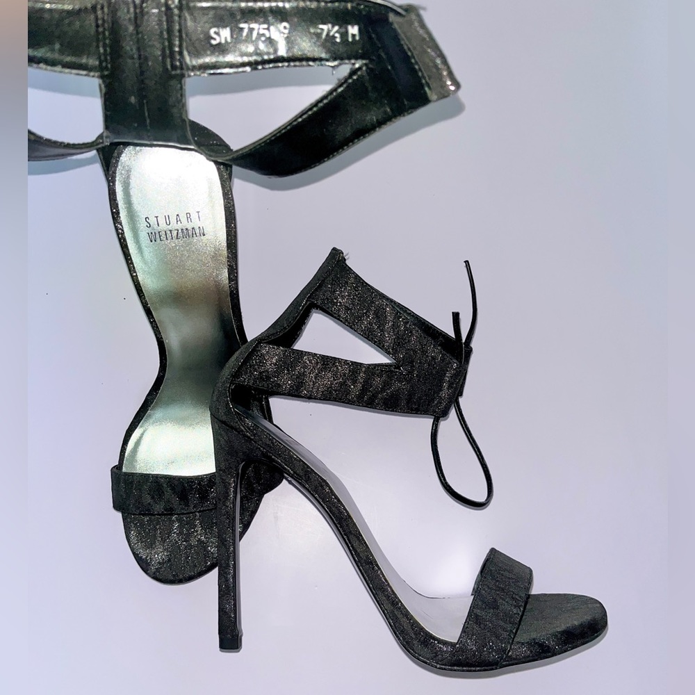 Stuart Weitzman Black with Silver Heels, great condition, heels sandals,